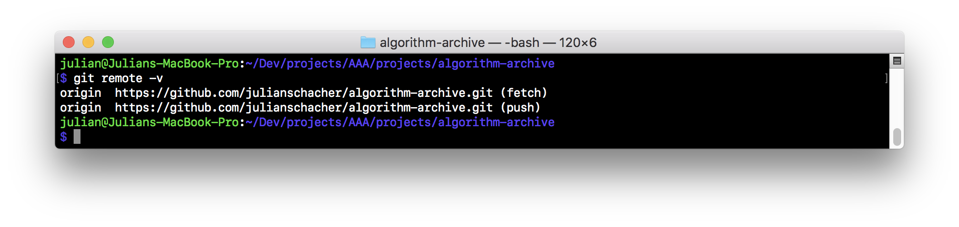 algorithm-archive local git remote without upstream
